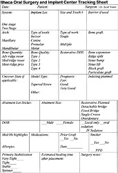 Implant Tracking Sheet example
